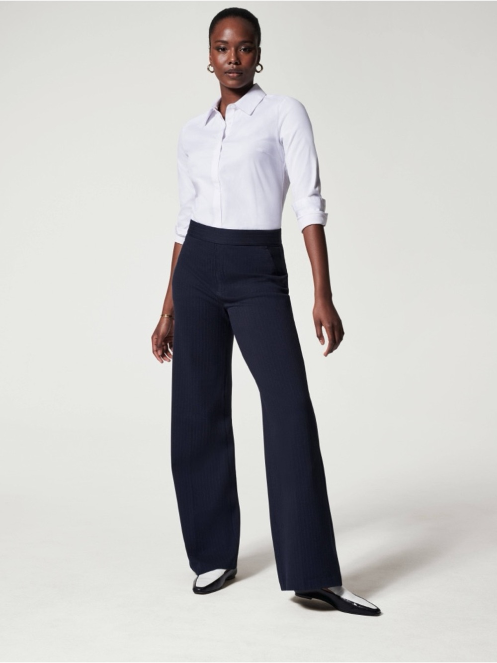 NWT SPANX Super Smooth Perfect Fit Ponte Wide Leg Pant Black Medium